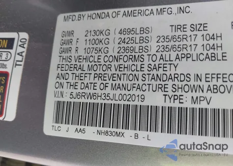 2018 Honda Cr-V Lx из США, поврежденный, VIN 5J6RW6H35JL002019